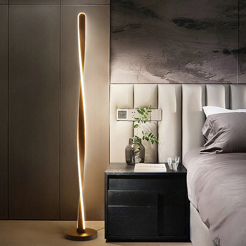 lampadaire moderne en aluminium avec intensité variable pour décoration intérieure