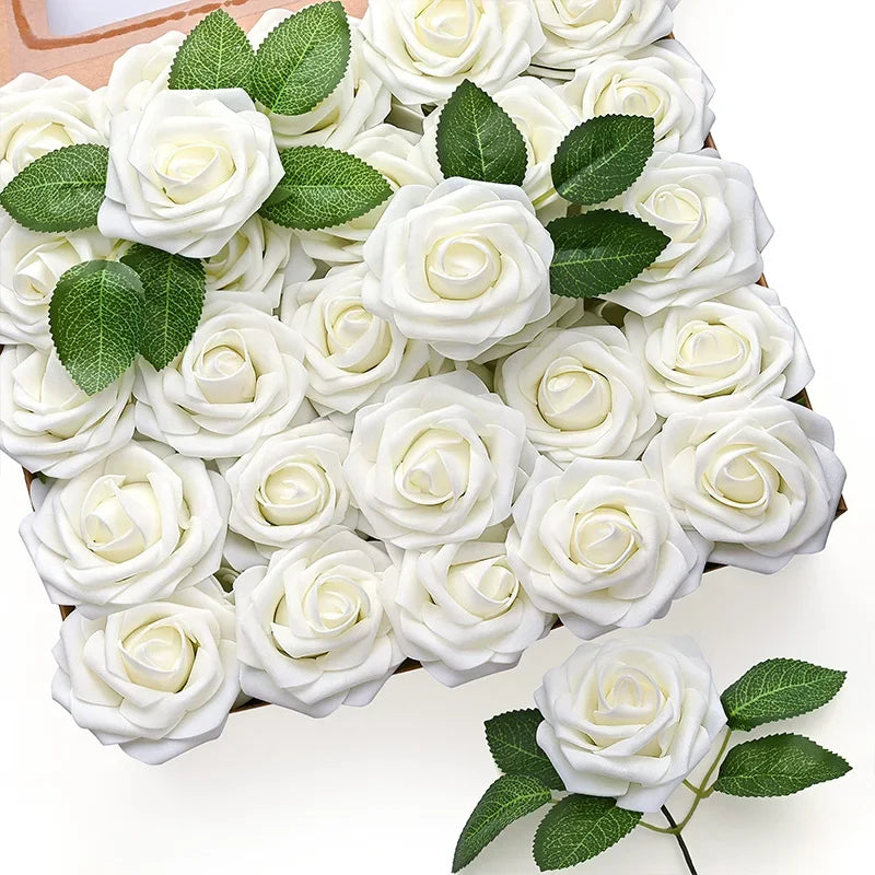 lot de 25 roses artificielles pour décorations de mariage et fêtes