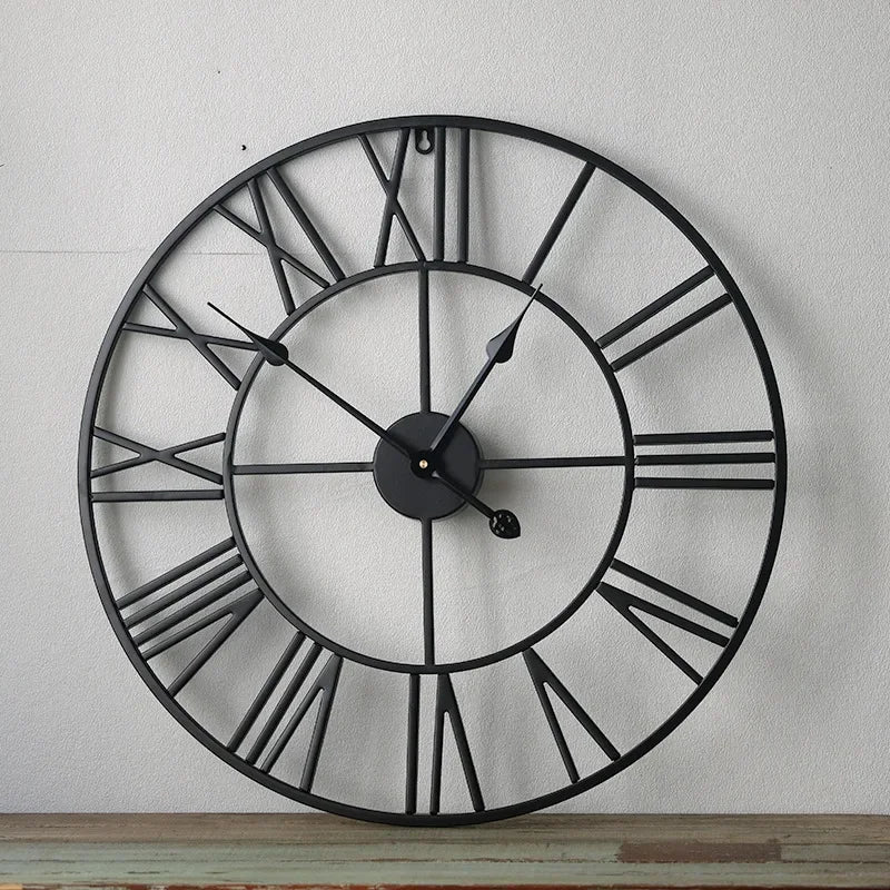 horloge murale moderne 3D rétro avec chiffres romains décoration intérieure