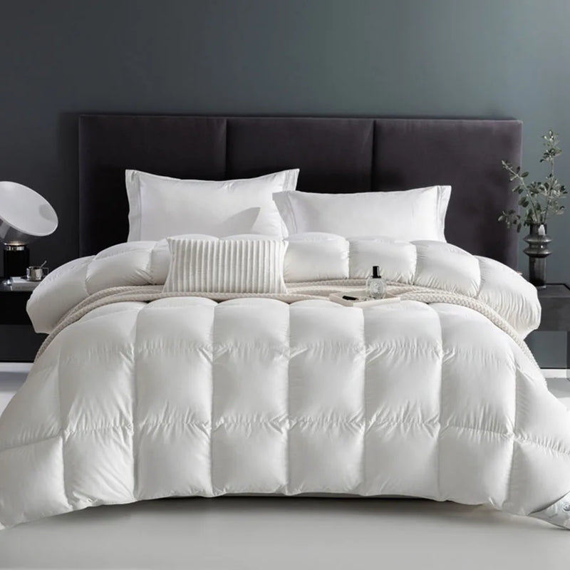 couette en duvet d'oie ultra douce pour lit king et queen taille quatre saisons