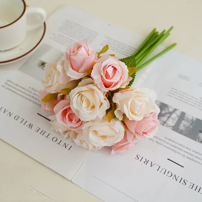 bouquet de roses artificielles en soie décoration florale pour table