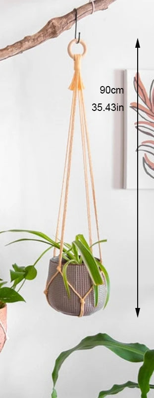 support de plante en macramé suspendu fait main en coton naturel