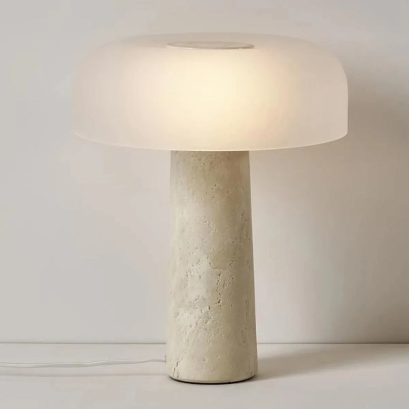 High Quality Cave Stone Desk Lamp White Glass Shade Table Light Fixture