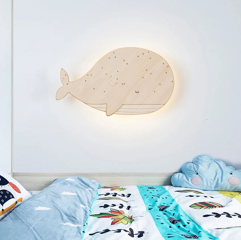 applique murale baleine en bois pour enfants décorative et moderne