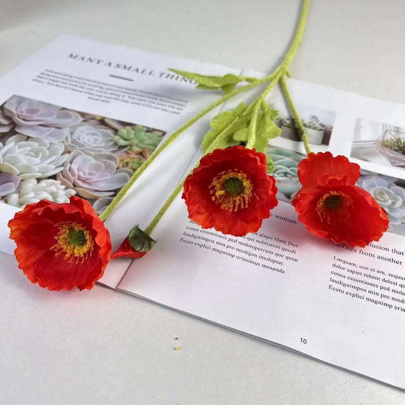 fleurs de pavot artificielles en soie pour décoration et événements