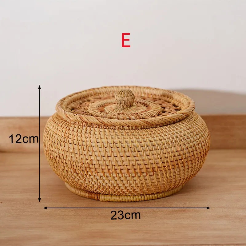 panier de rangement en rotin pour aliments et thé