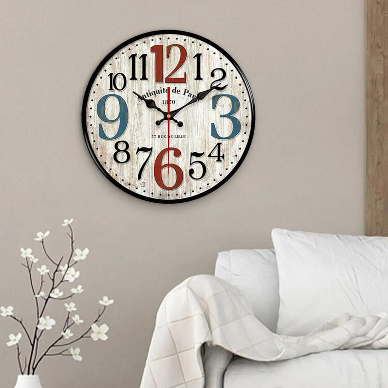 horloge murale en bois style européen silencieuse pour bureau et école