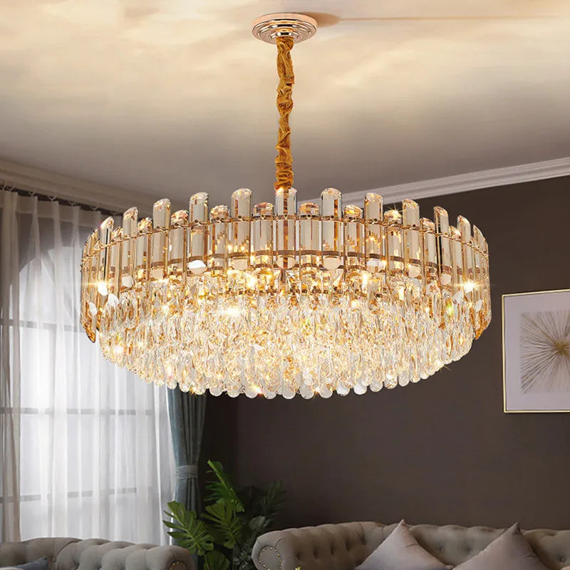 lustre de luxe moderne en cristal transparent pour décoration intérieure