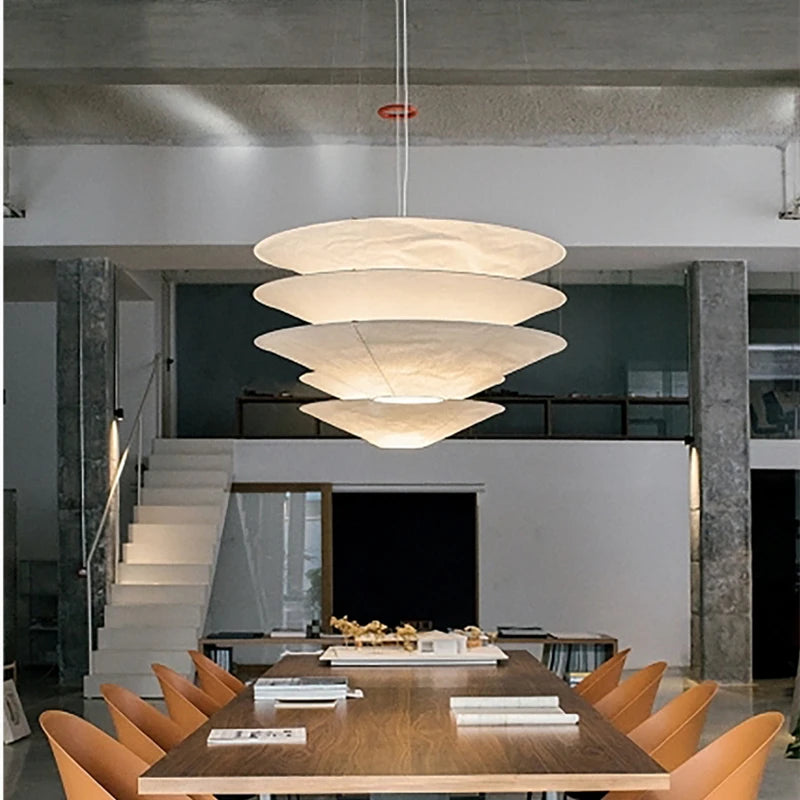 lampe suspendue wabi sabi en papier japonais pour restaurants et boutiques