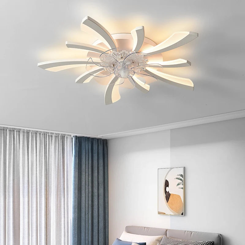 Busmos Fan LED Pendant Lamp Modern LED Pendant Lamp For Living Room, Bedroom, Studio Fan LED Pendant Lamp Dimmable White