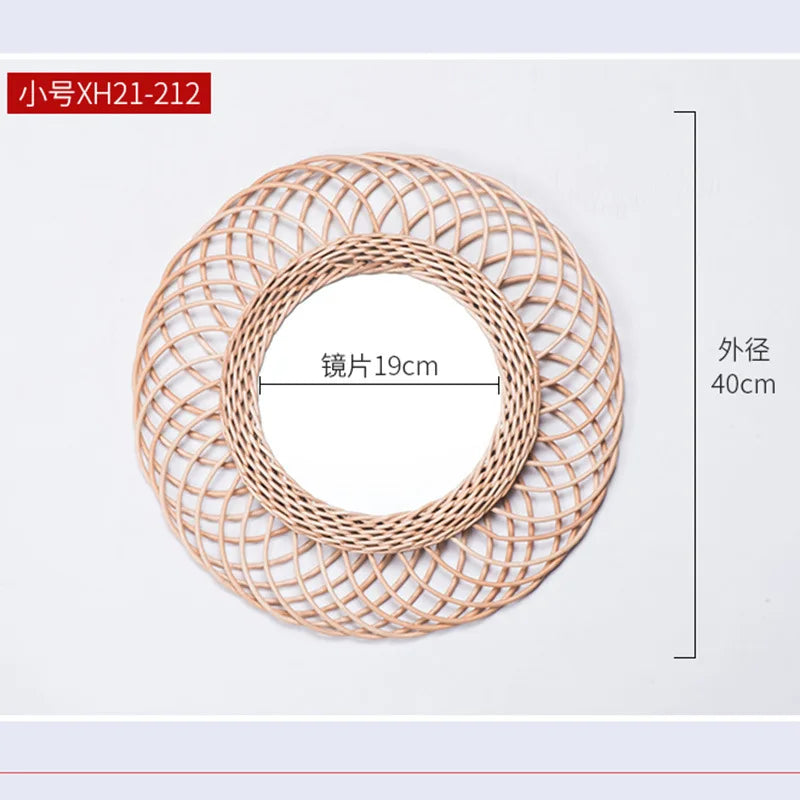 miroirs muraux en rotin pour décoration intérieure créative