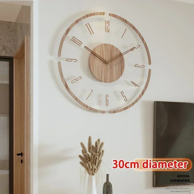 horloge murale silencieuse en bois massif design nordique créatif