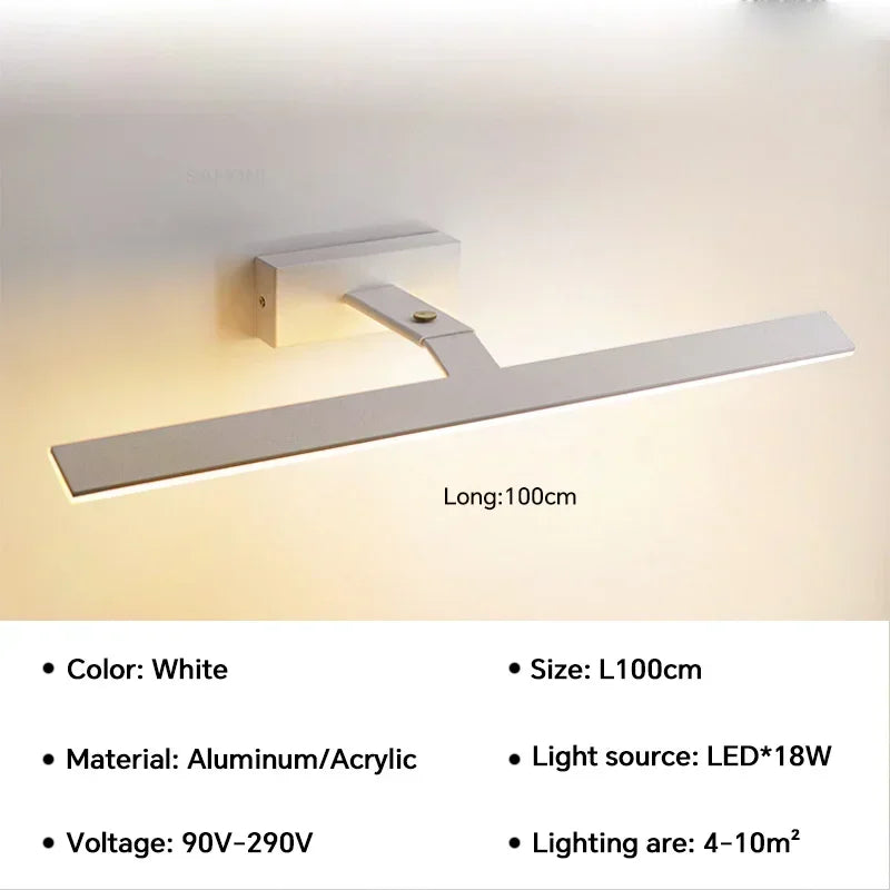 applique murale led moderne étanche pour miroir rotative et lumineuse