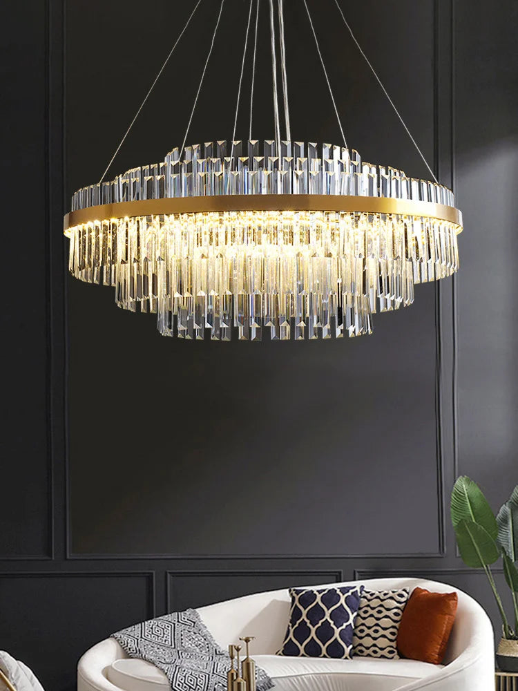 lustre en cristal de luxe pour décoration intérieure élégante