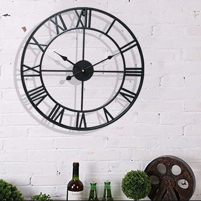 horloge murale chiffres romains décorative pour intérieur et extérieur