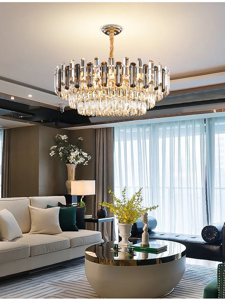 Modern minimalist style K9 crystal LED restaurant chandelier, Nordic designer living room luxury home decoration chandelier