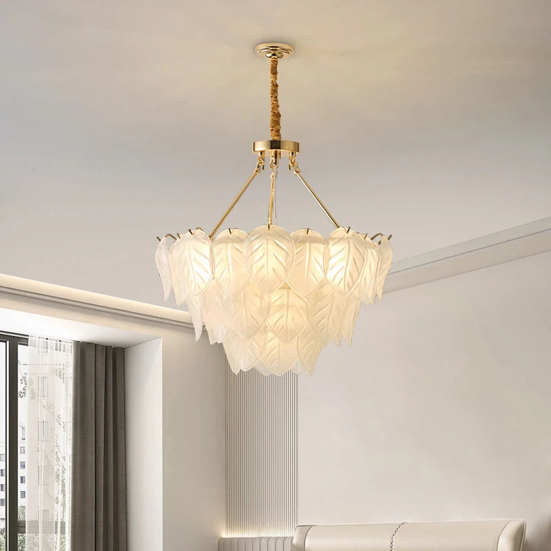 lustre en cristal doré pour décoration intérieure moderne