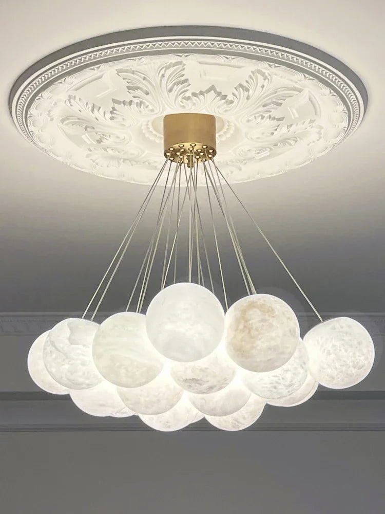 lustre en cuivre de luxe avec marbre naturel espagnol pour décoration moderne