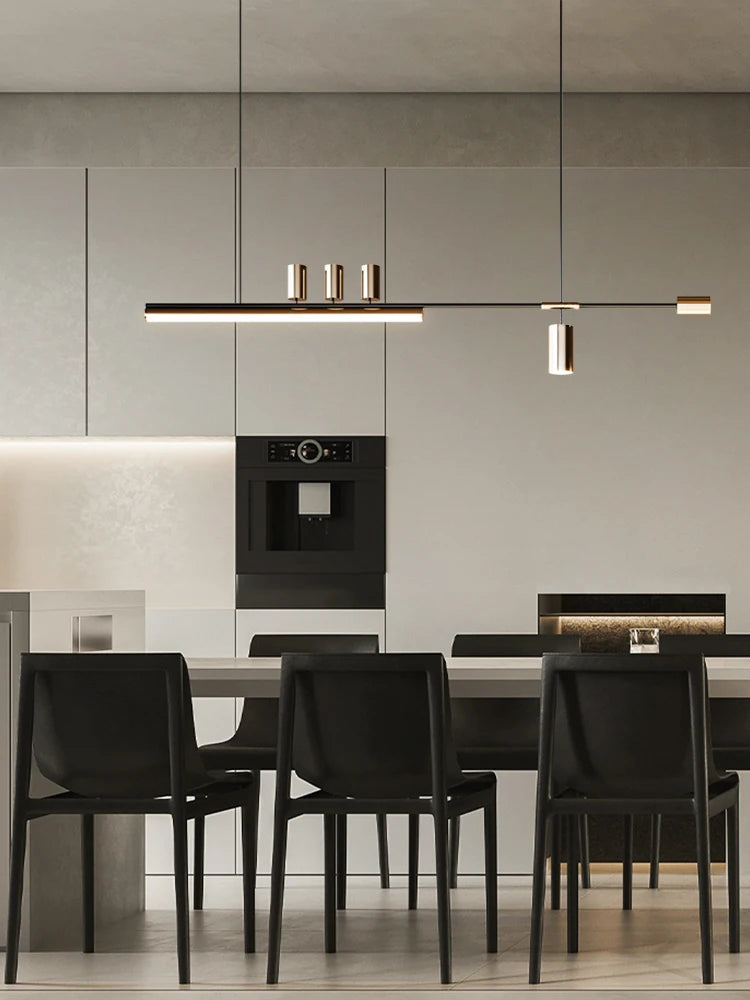 2024 Modern minimalist dining room chandelier high level slotted bar counter kitchen interior decorative lighting