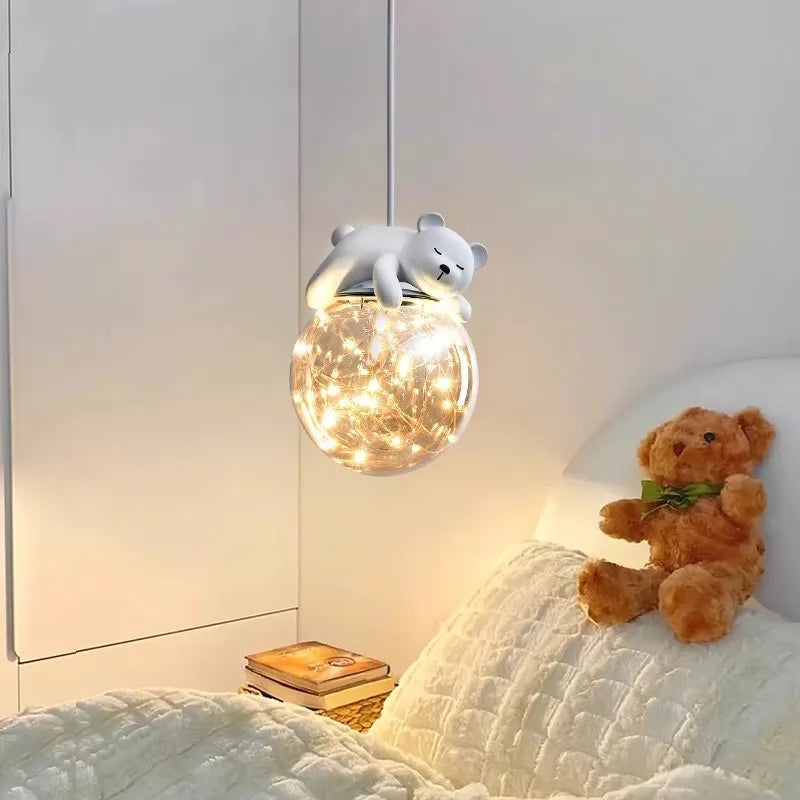 lustre moderne mignon en forme d'ours et lapin pour enfants