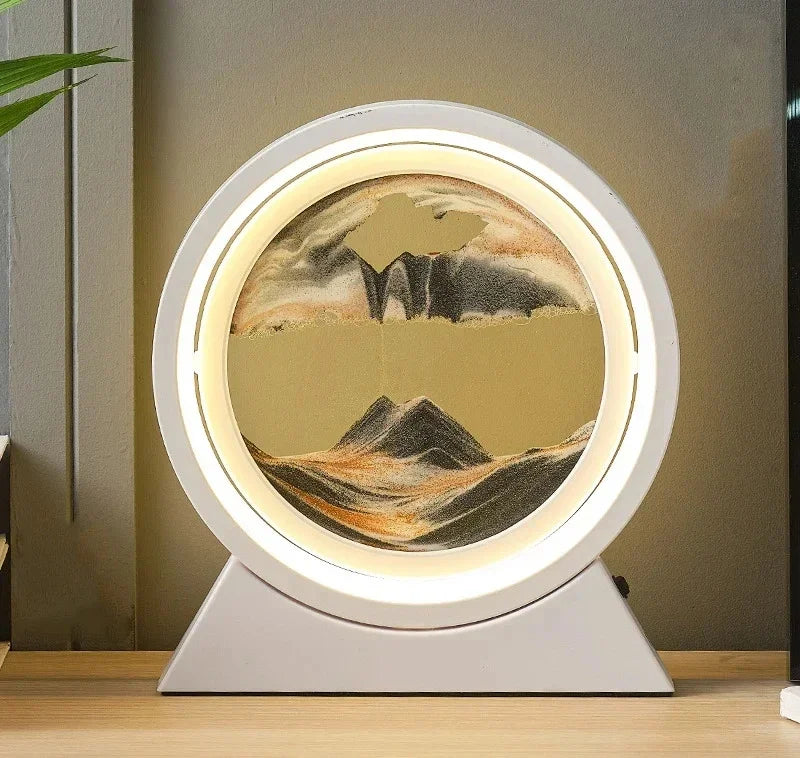 lampe de table créative avec sable mouvant 3D décoratif