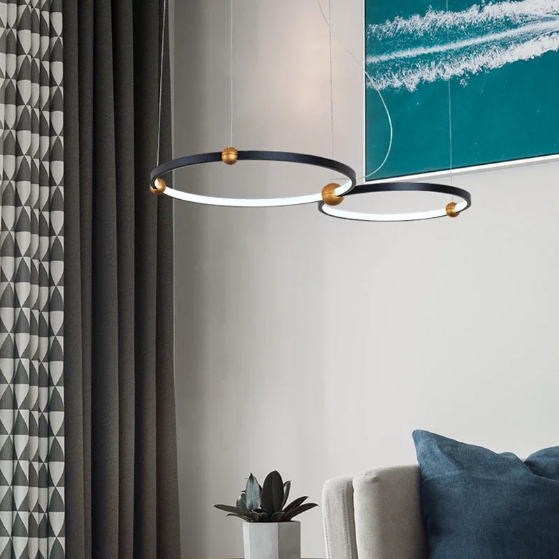 suspension à LED en anneau rond pour décoration moderne