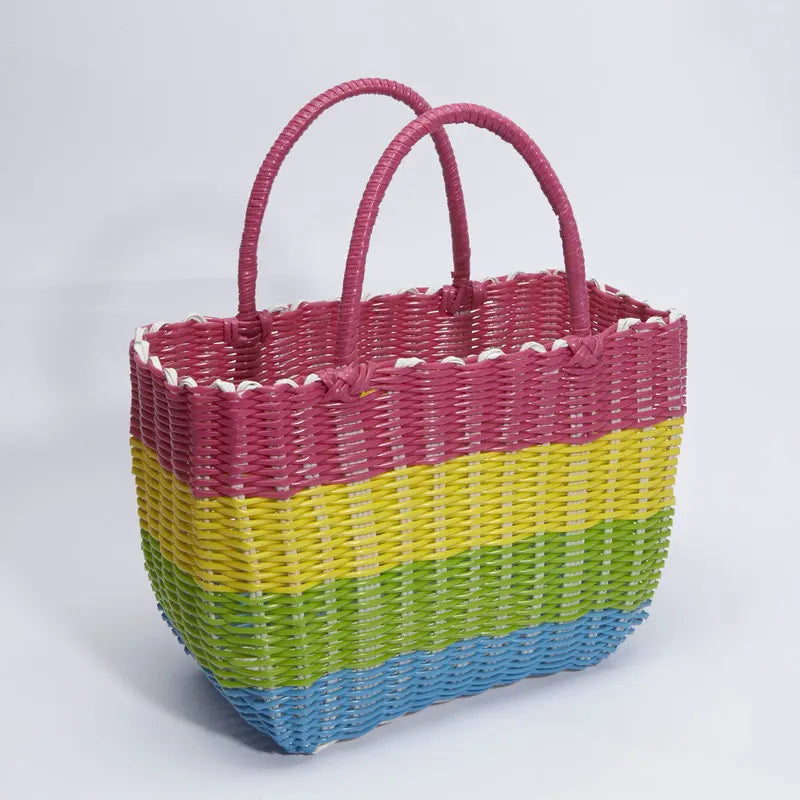 panier tissé imitation rotin pour pique-nique en extérieur