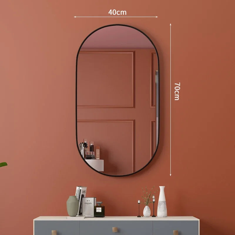 miroir ovale doré mural pour salle de bain et maquillage