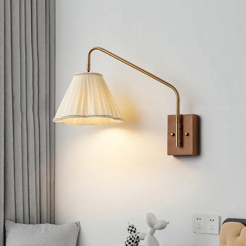 Retro Bedroom Wall Lamp, Nordic Nostalgic Wooden Homestay, Living Room, Dining Room, Study, Bedside Decoration, LED Wall Lamp