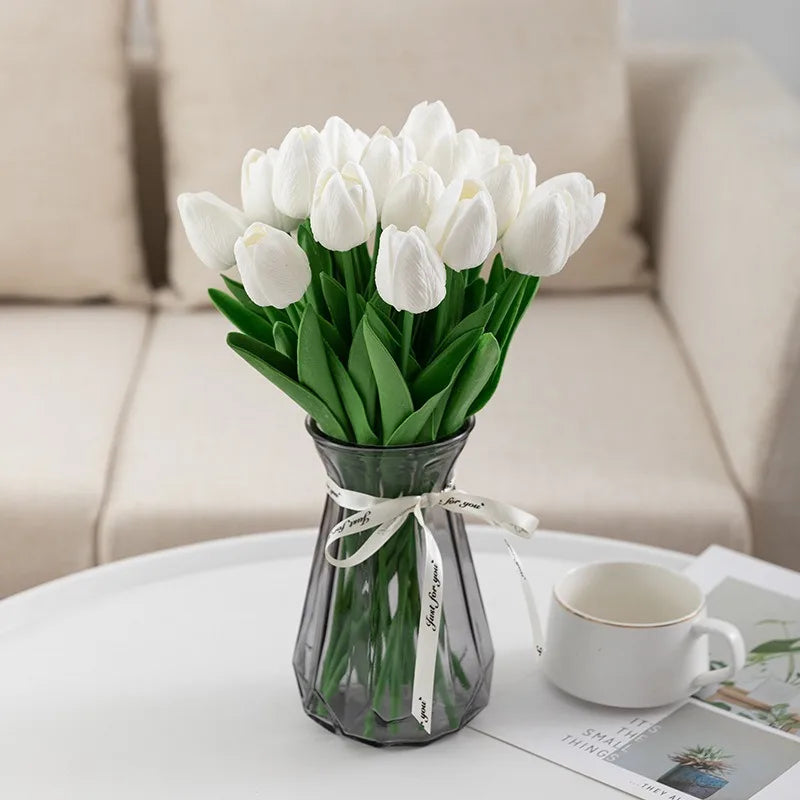 bouquet de tulipes artificielles luxe pour décoration intérieure et mariage