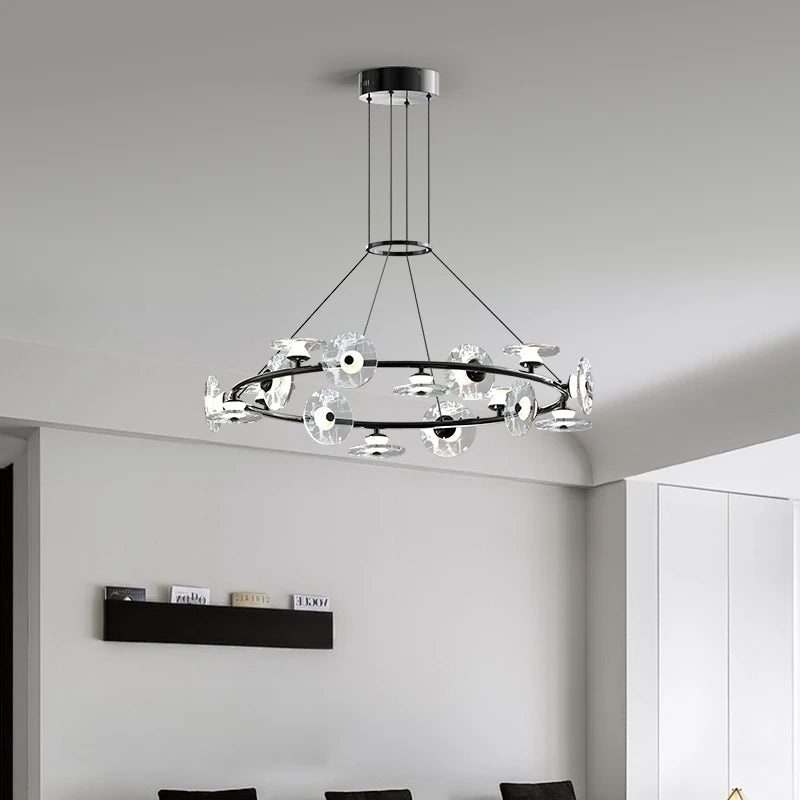 suspension moderne minimaliste en verre et éclairage led créatif