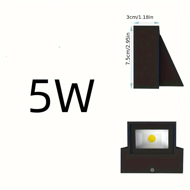 LED Aluminum Waterproof Wall Lamp, Modern Outdoor Wall Washer, 5W Wall Mount Outdoor Security Lighting Fixture