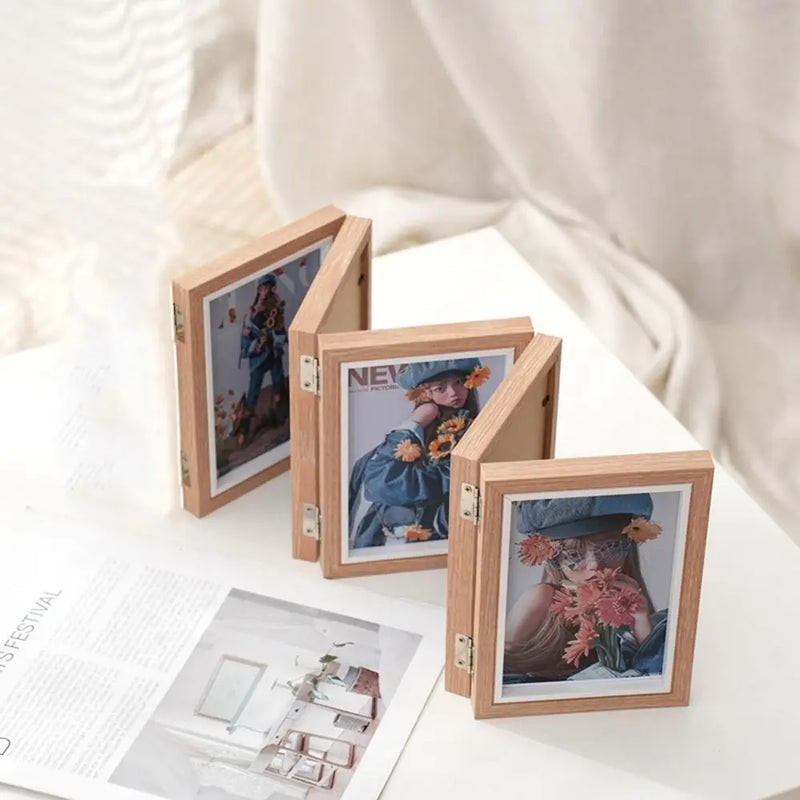 cadre photo pliable en bois pour album de bureau