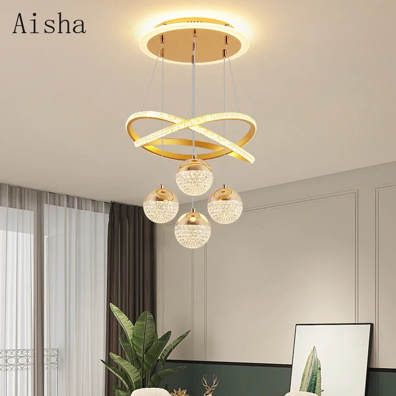 lustre moderne en led pour décoration intérieure élégante et luxueuse