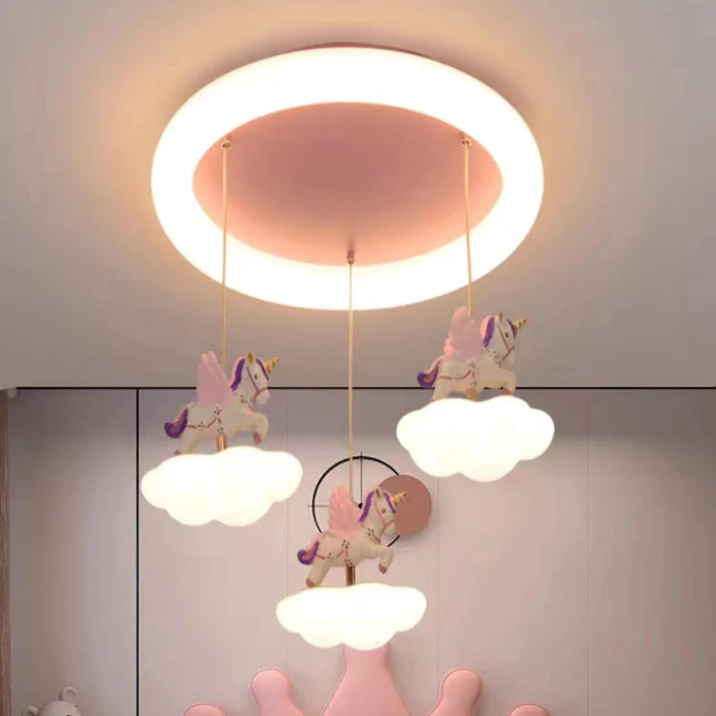 lustre romantique licorne nuage pour chambre d'enfant moderne