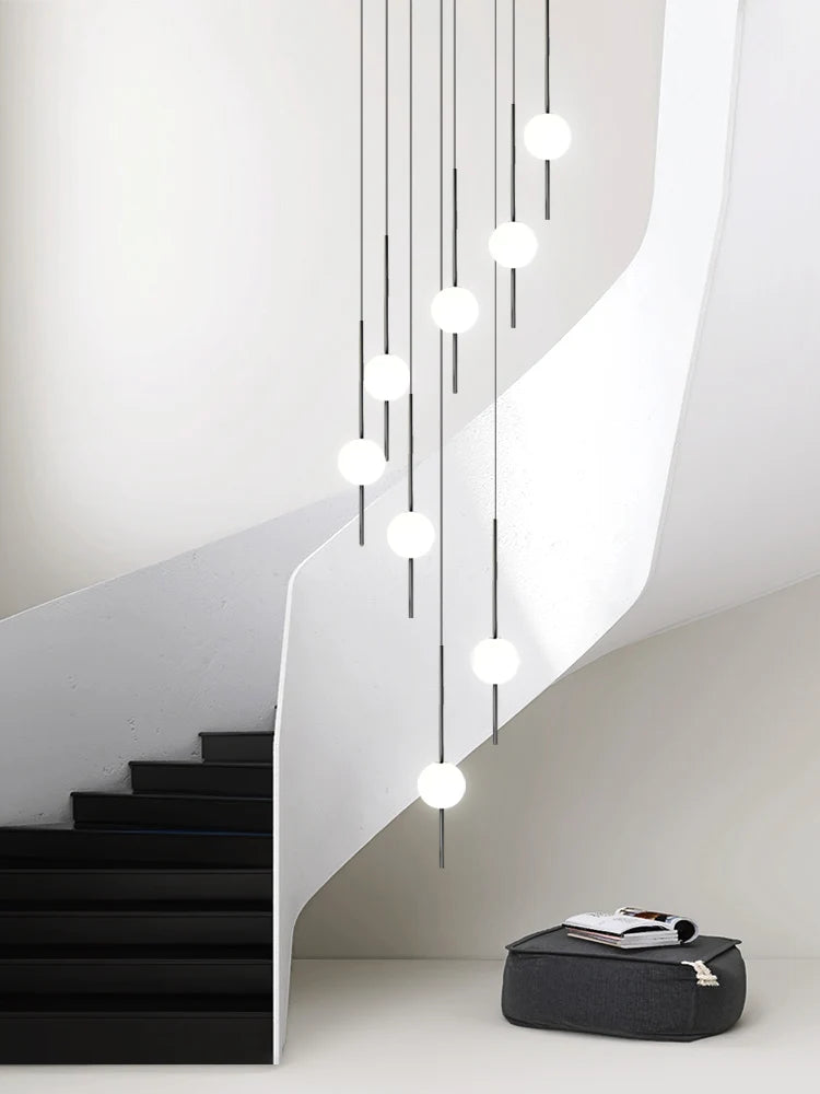 lustre moderne minimaliste creux duplex loft escalier colimaçon villa hôtel