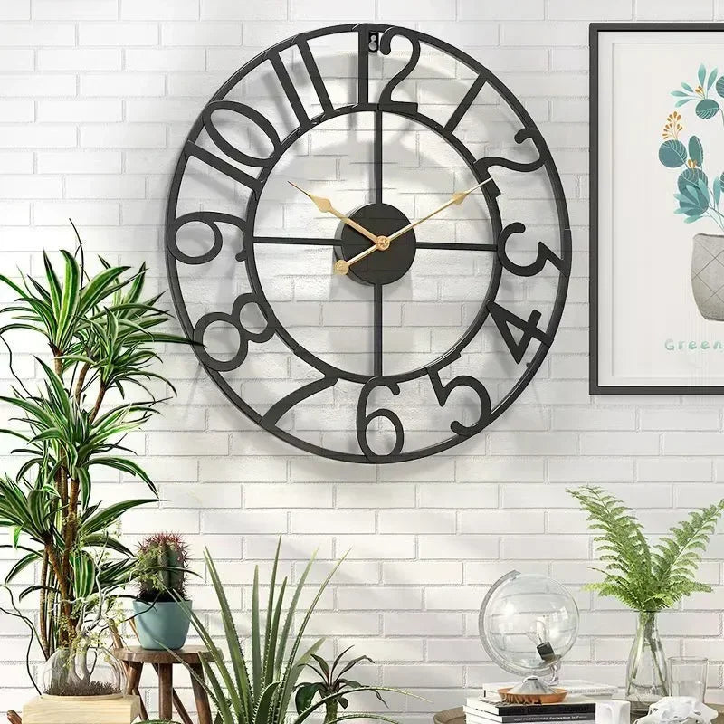 horloge murale silencieuse en fer forgé design nordique créatif décoratif