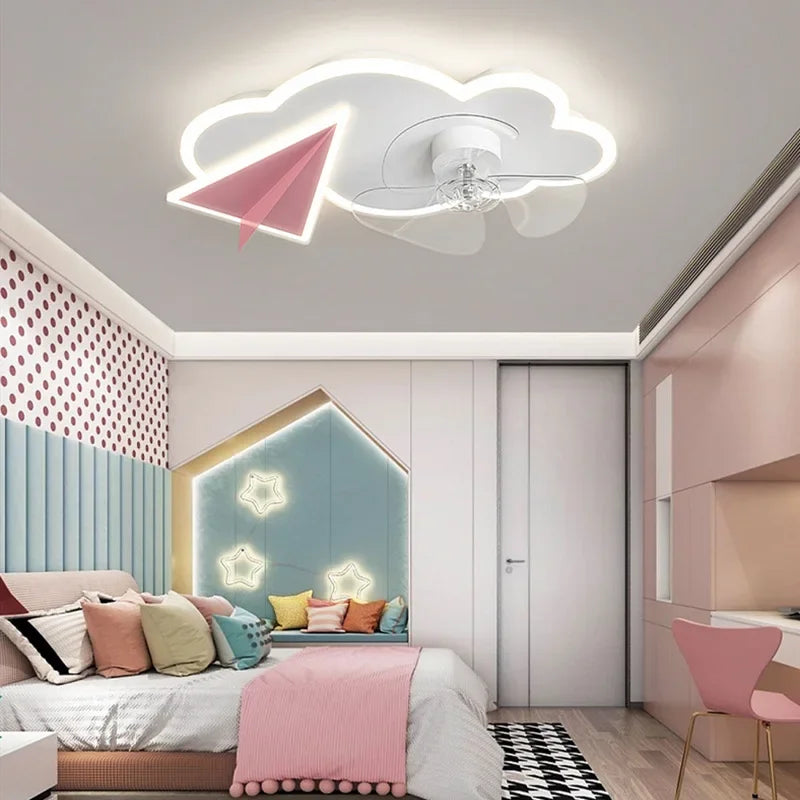 plafonnier ventilateur avec lumières design avion télécommande pour enfants