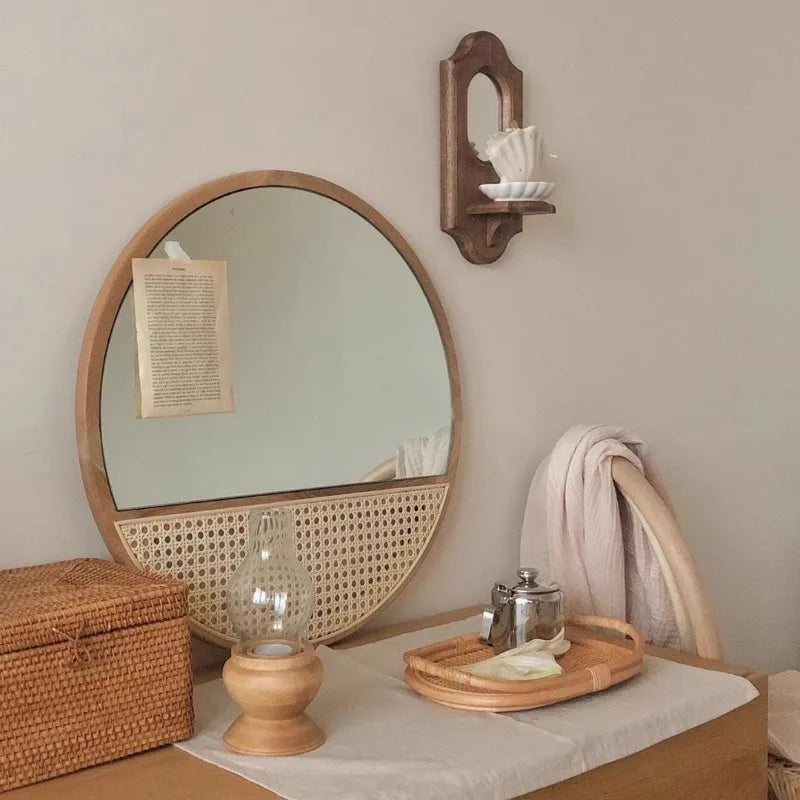 miroir de maquillage rétro style chinois suspendu décoratif pour intérieur