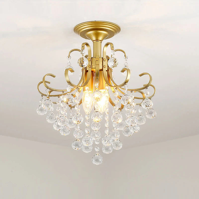 2024 Modern Crystal Chandelier Creative Design Black/Gold Corridor Ceiling Lamp Applicable To Porch Restaurant Lamps