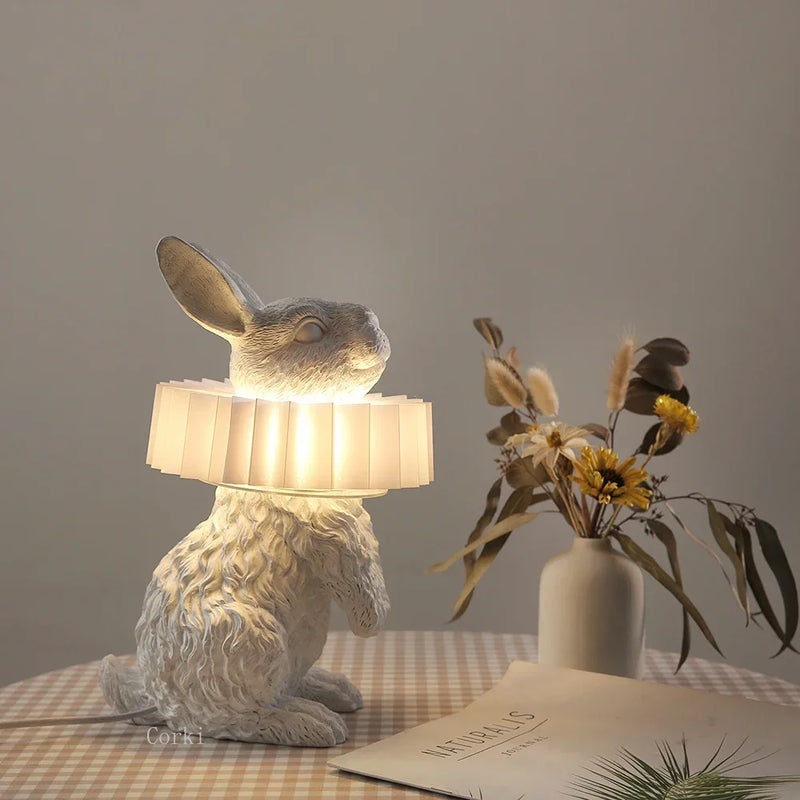 lampe de chevet lapin en résine style nordique décorative et moderne