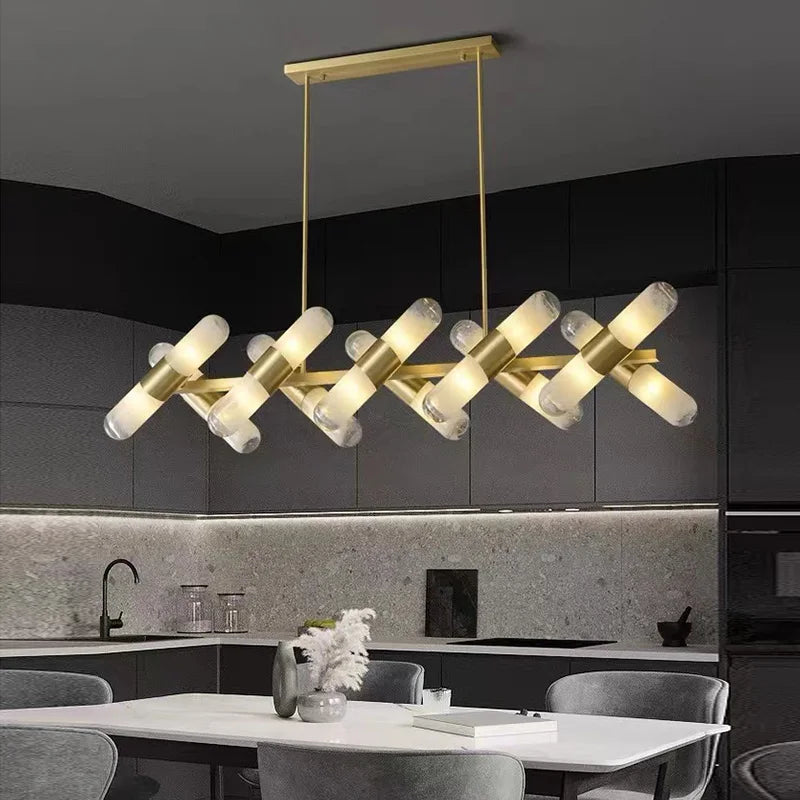 lustre italien moderne led minimaliste en cuivre pour bar café