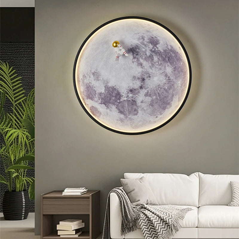 applique murale ronde lune moderne décorative pour intérieur et cadeau