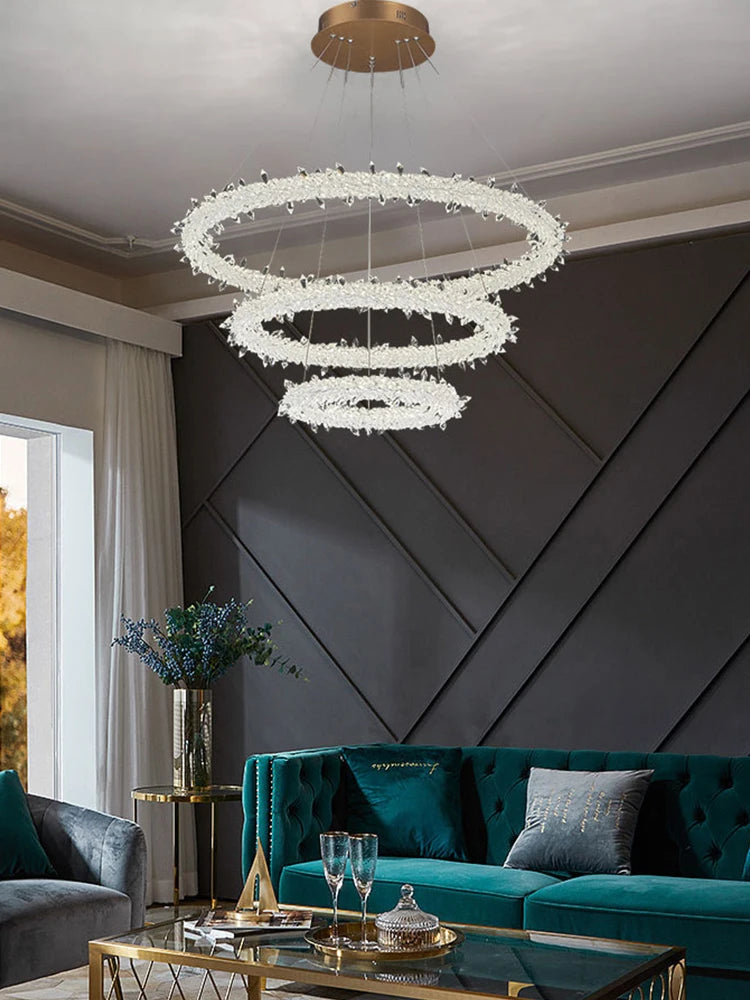 lustre en cristal de luxe à fleurs de glace éclairage suspendu élégant