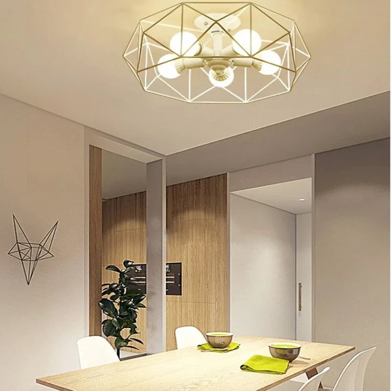 Hot Sale Multiple Heads Geometric Led Ceiling Lamp For Kitchen Item Living Room Bedroom Balcony Decorative Lighting Furniture