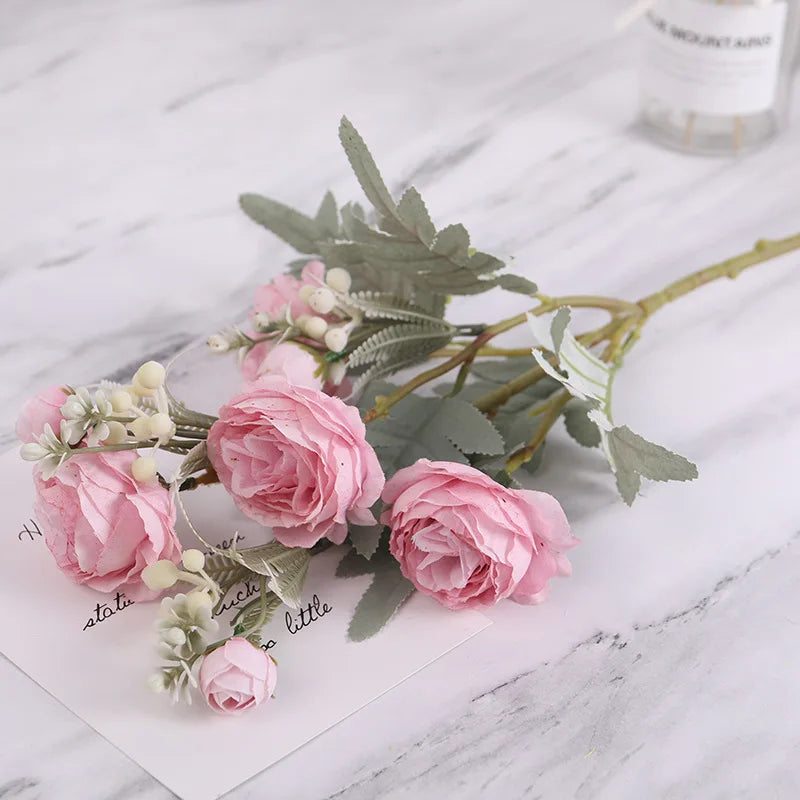 bouquet de roses artificielles en tissu pour déco mariage et maison