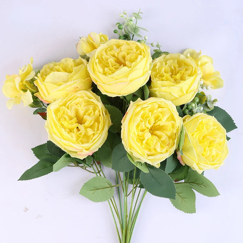 bouquet de roses artificielles en soie pour décoration intérieure