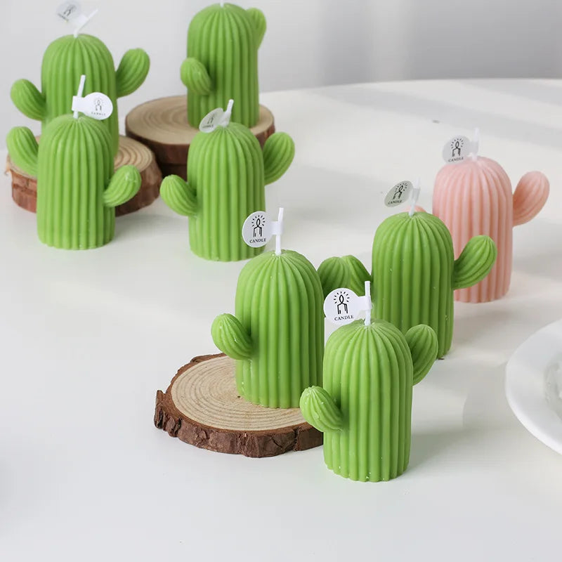 bougies parfumées cactus en cire de soja pour décoration et accessoires photo