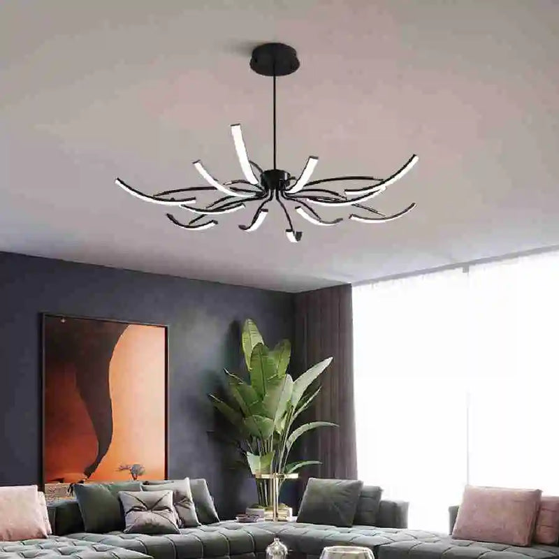 Black Chandelier Iron Dimmable Lamp Design, Suitable For Bedrooms, Living Rooms, Dining Rooms, Kitchens, Adjustable Chandeliers