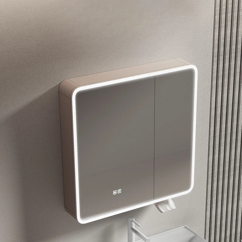 armoire circulaire en aluminium avec miroir éclairage intelligent et rangement